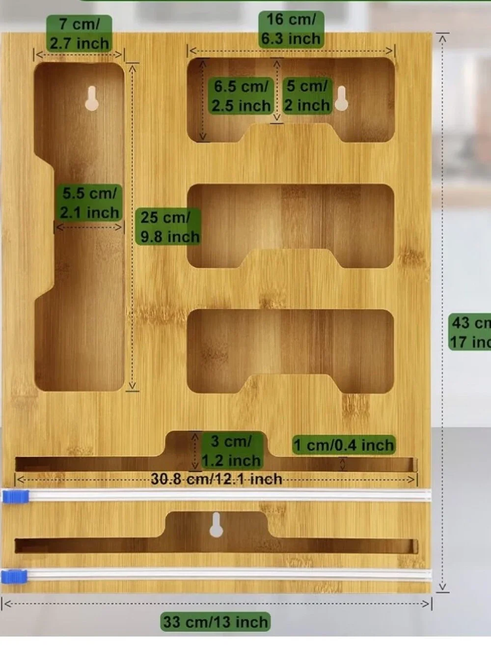 NWOT, Bamboo Wall Mounted Home Organizer - Natural Bamboo